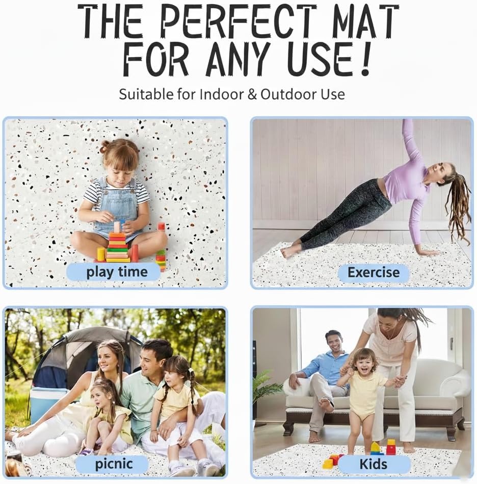Yay Mats Stylish Extra Large Puzzle Mat, Thick,Inter Locking Foam Floor Tile Covers 6 ft x 4 ft. Expandable Tiles with Edges Exercise and Kids mat Protective Floor Surface (Henri TERRAZZO)