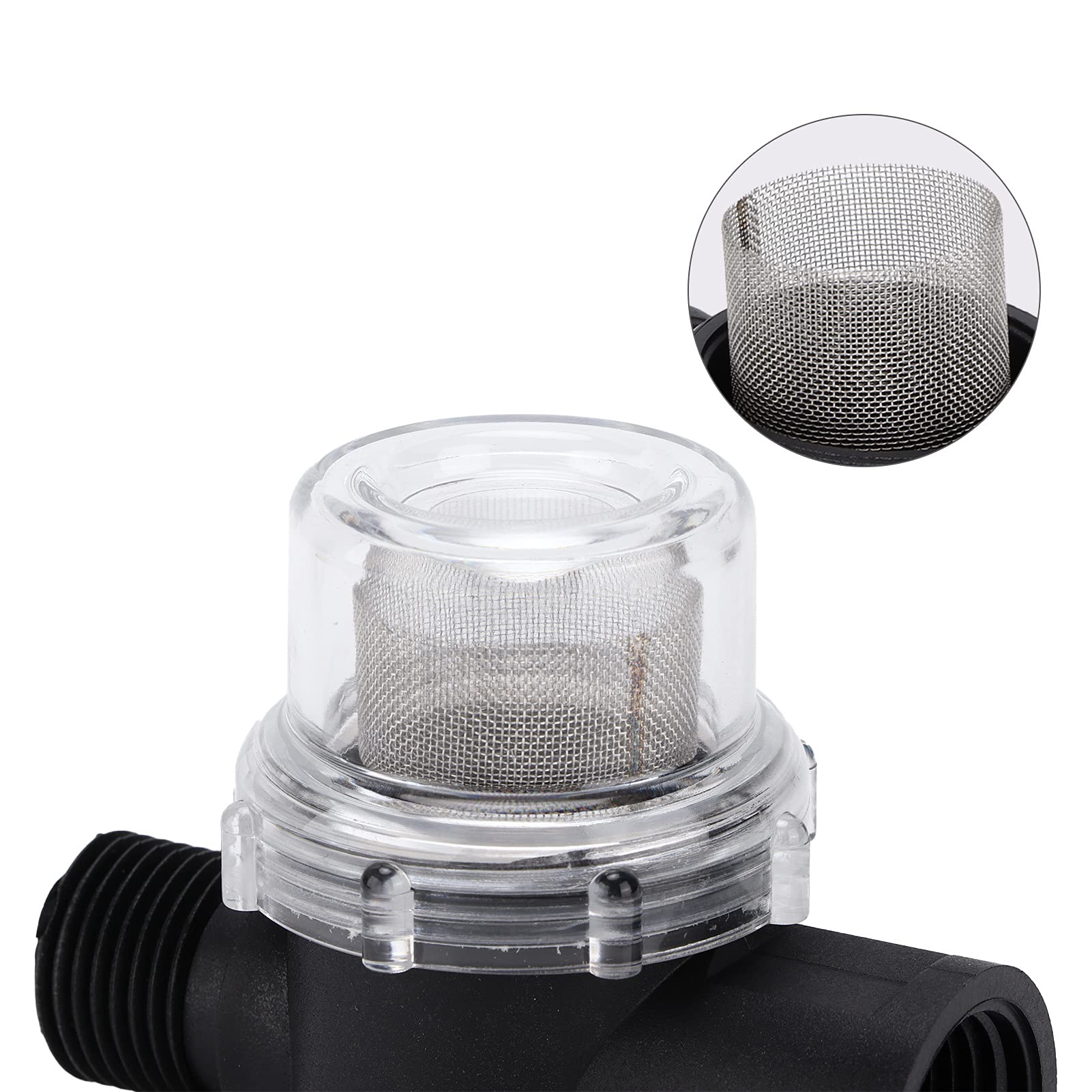 Tamis transparent pour pompe à eau, 50 mailles, filtre en acier inoxydable avec design facile à nettoyer, convient pour les conduites d'eau domestique ou de camping-car