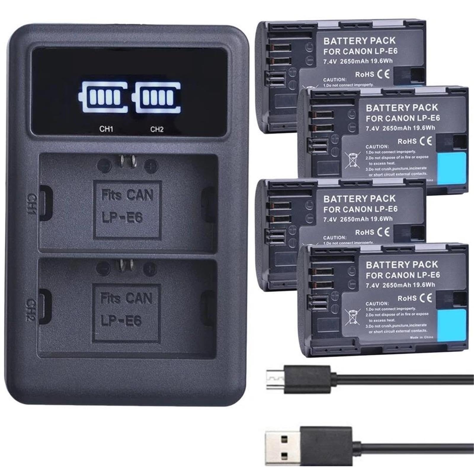 LP-E6 Batteria for Fotocamera Caricatore Doppia Porta