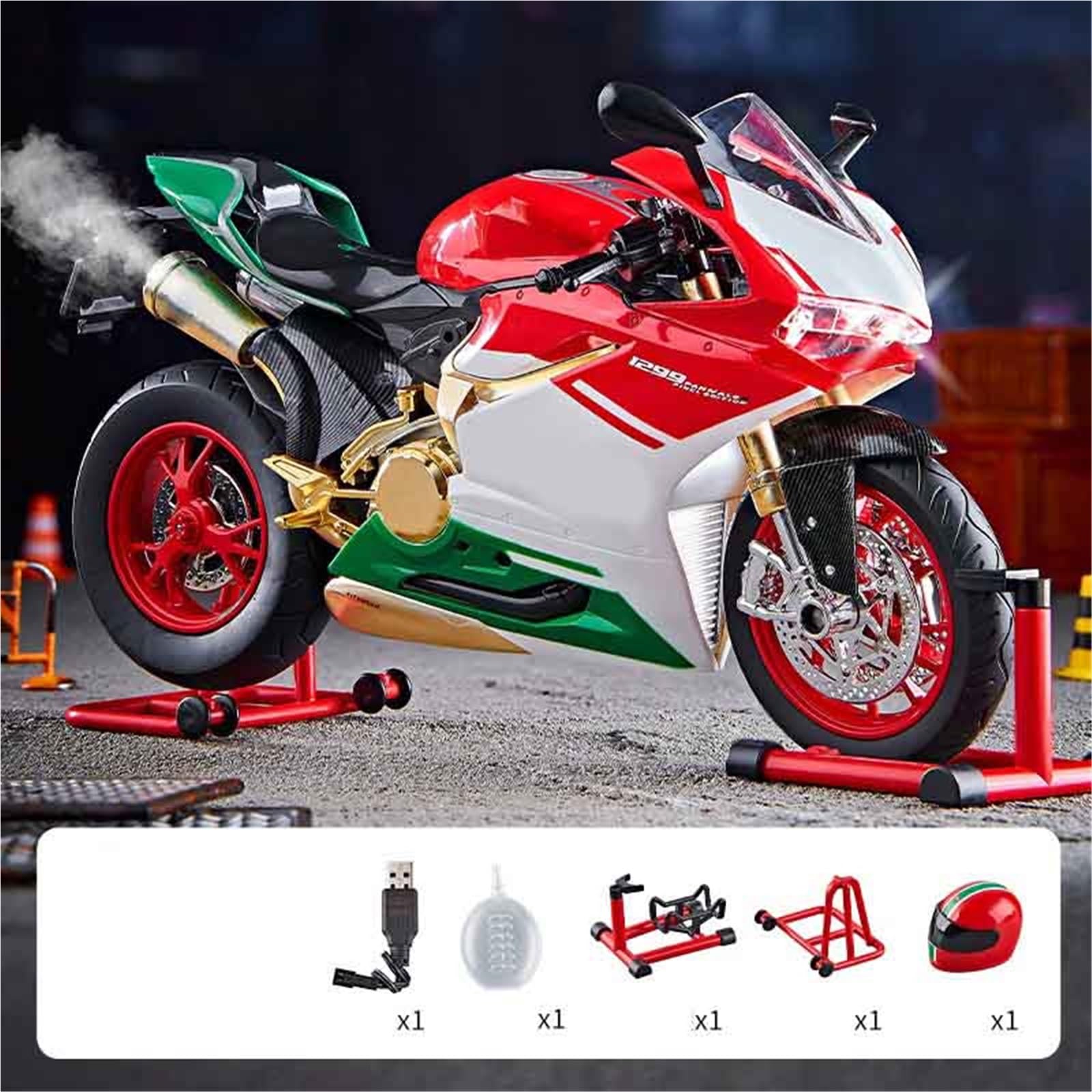 Für Ducati 1199 Panigale Legierung Racing Motorrad Modell Diecast Track Sport Sound Licht Mit Spray Kinder Spielzeug Schlüssel Starten 1:9