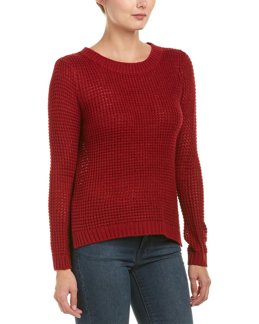 Jack by BB Dakota Women's Dunning Waffle Stitched Sweater, Rhubarb Maroon, Large