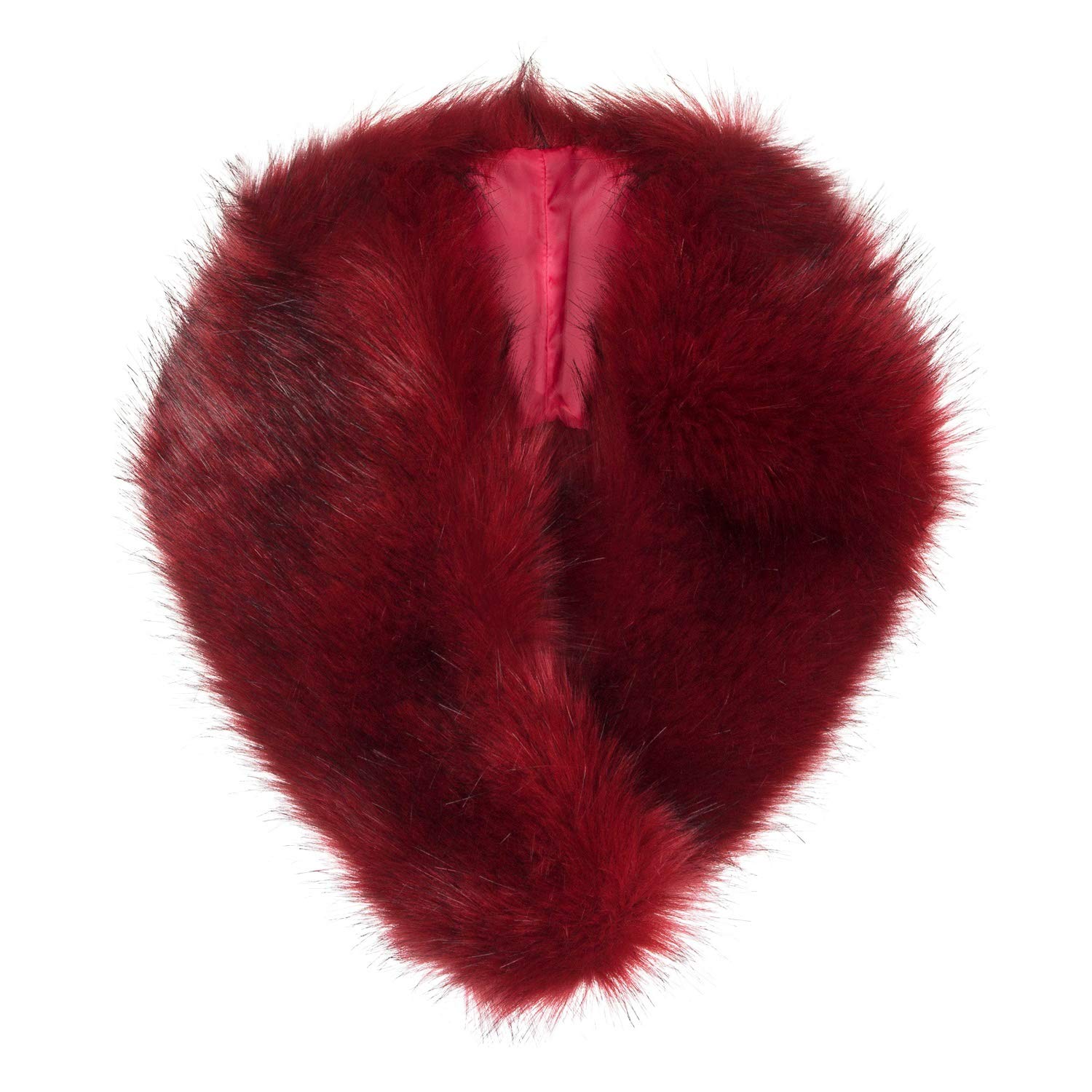 Futrzane Classic Collar - Detachable Faux Fur Scarfs for Women - Shawl for Coat (Red Classic)