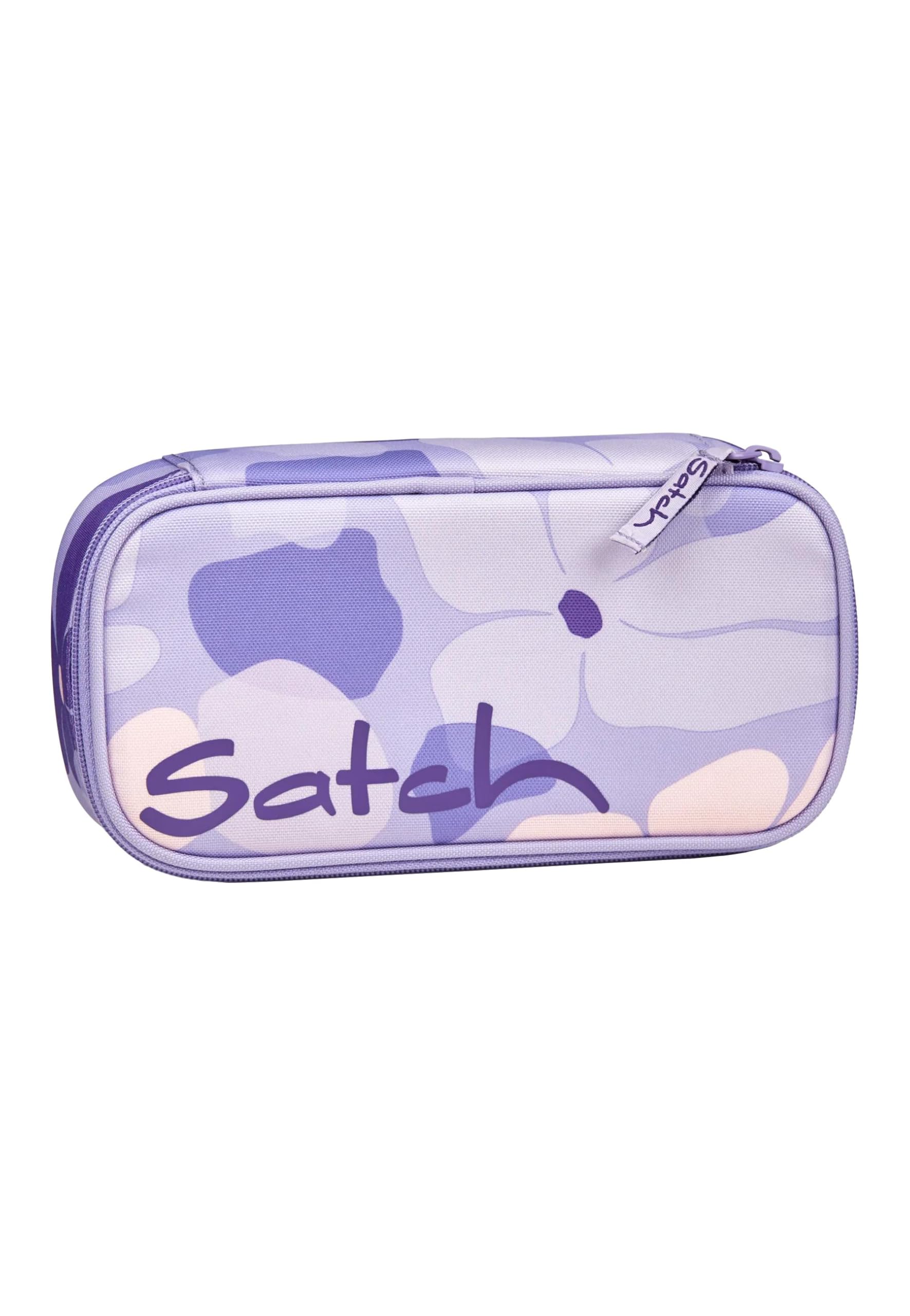 Satch Schlamperbox extra groß inkl. Trennfach Reißverschlussfach Stiftehalter Geodreieck Sichtfenster für Stundenplan Lilac Blossom - Lila