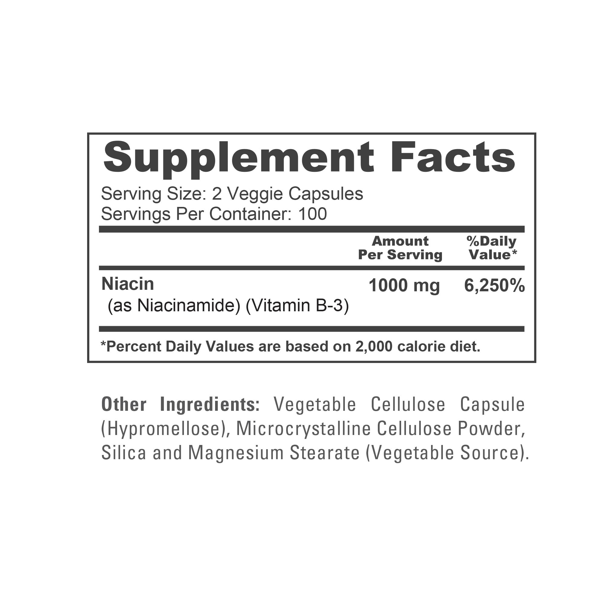 Niacinamide Vitamin B-3, Flush Free, Vegan, 1000mg, 200 Caps - 100 Servings — Amazon image 4