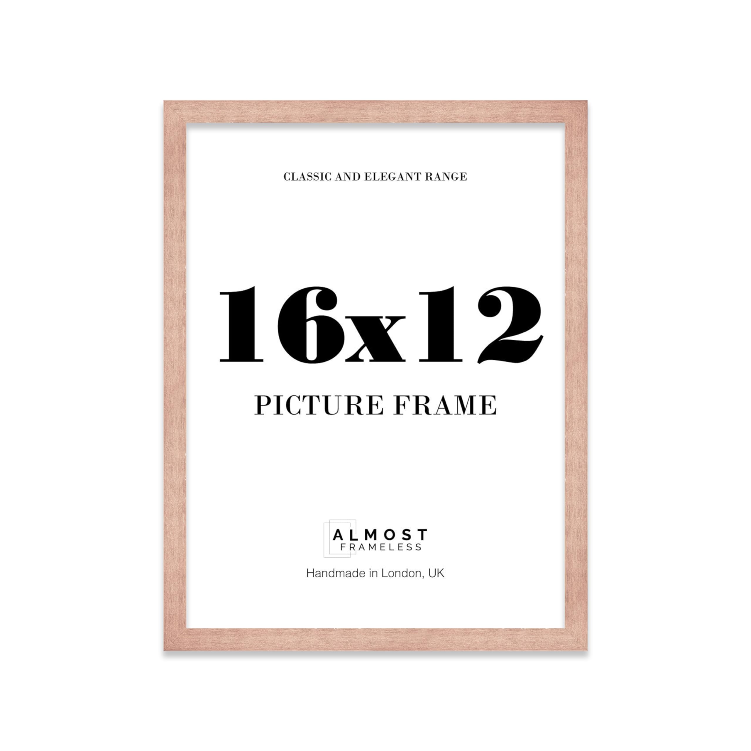 Almost Frameless 16x12 Copper Picture Frame 16"x12"(40.6x30.5cm) Poster, Photo, Artwork, or Print. Thin Edge Slim Frame Portrait and Landscape Display with Wall Hooks