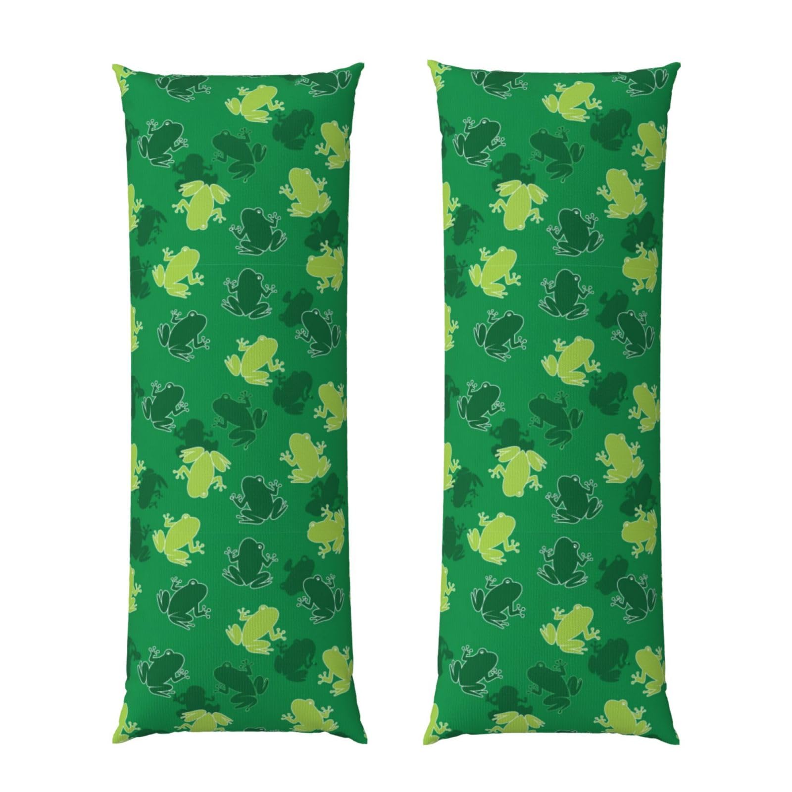 Body Pillow Cover 20x60 Animal Frogs Green, Soft Microfiber Long Pillowcase with Zipper Closure, Breathable Protector for Bedroom Sofa Couch Sleeping