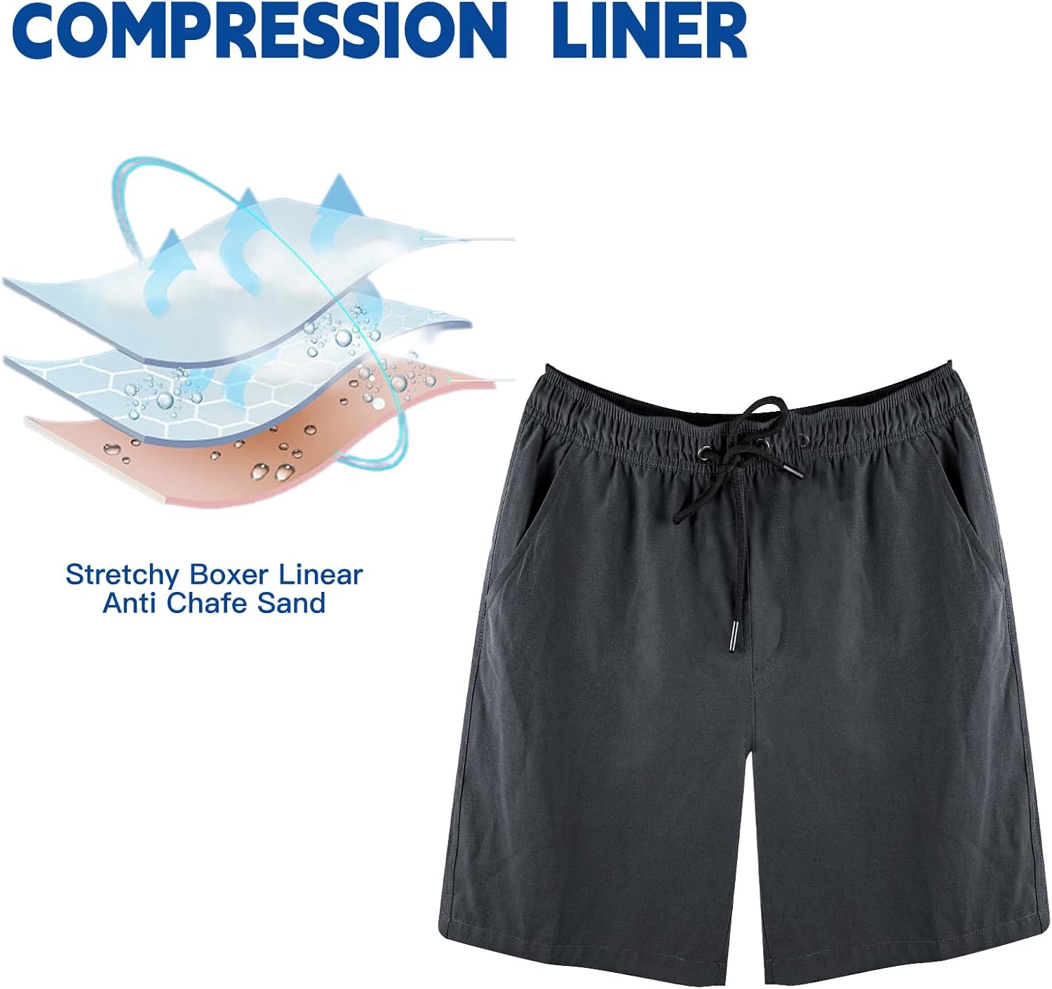 Mens Swimming Shorts with Quick Dry Swim Trunks Bathing Suit 2 in 1 Stretch Beach Swimsuit for Surfing Sport - Image 5