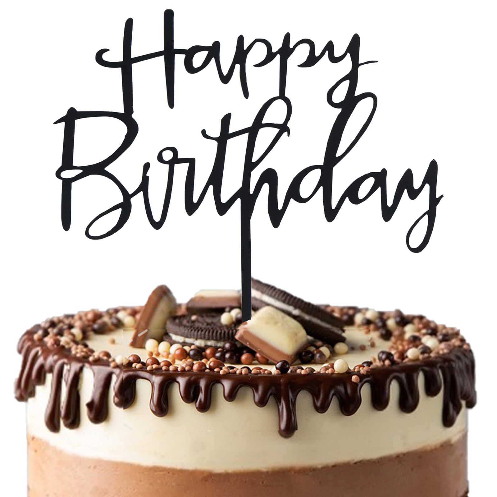 Cake Toppers Black Happy Birthday Acrylic Cake Topper Birthday Supplies Party Decorations