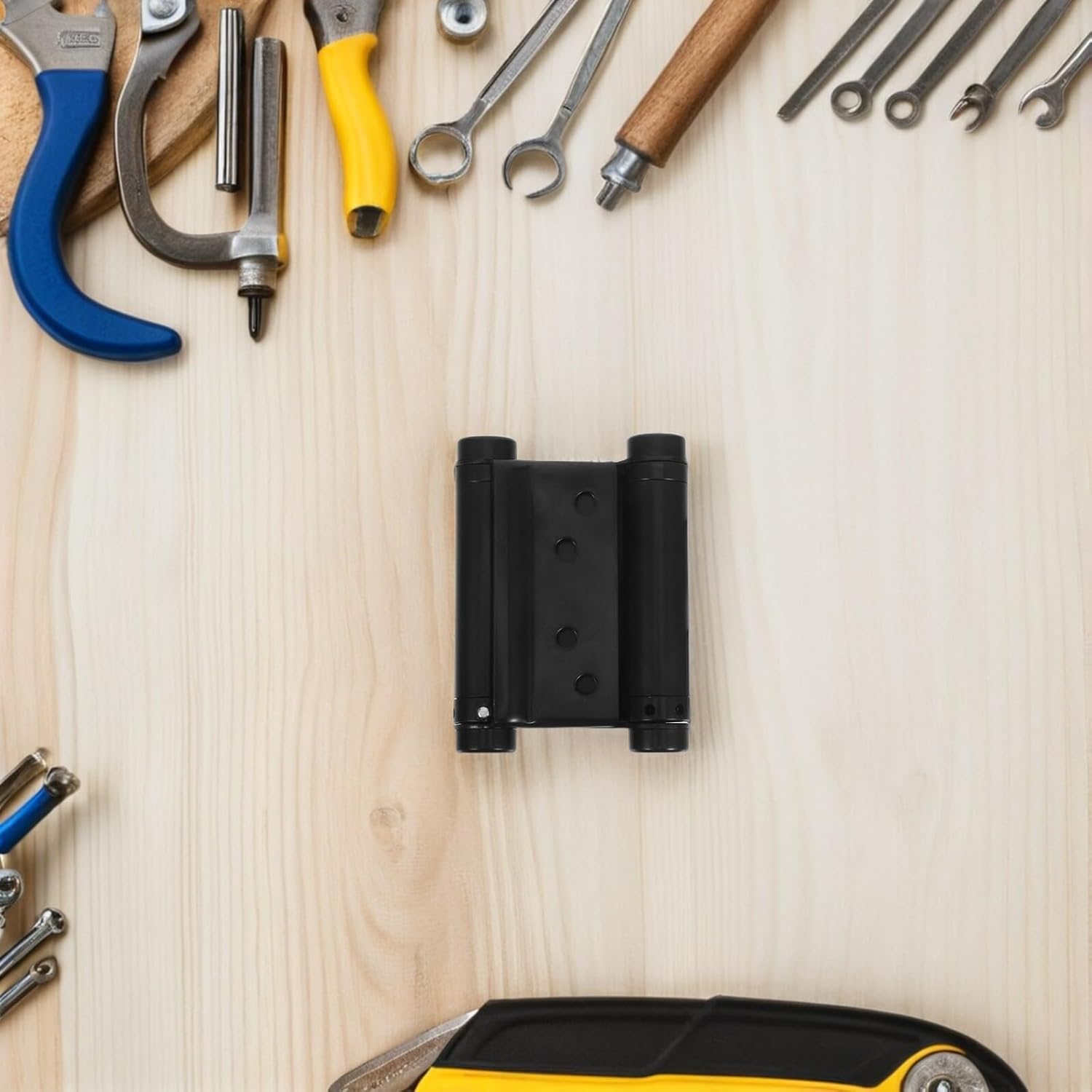 BESTOYARD 4pcs 3-inch Black Stainless Steel Double Opening Self Closing Spring Door Hinges with Hardware for Saloon Café Bar Swing Doors