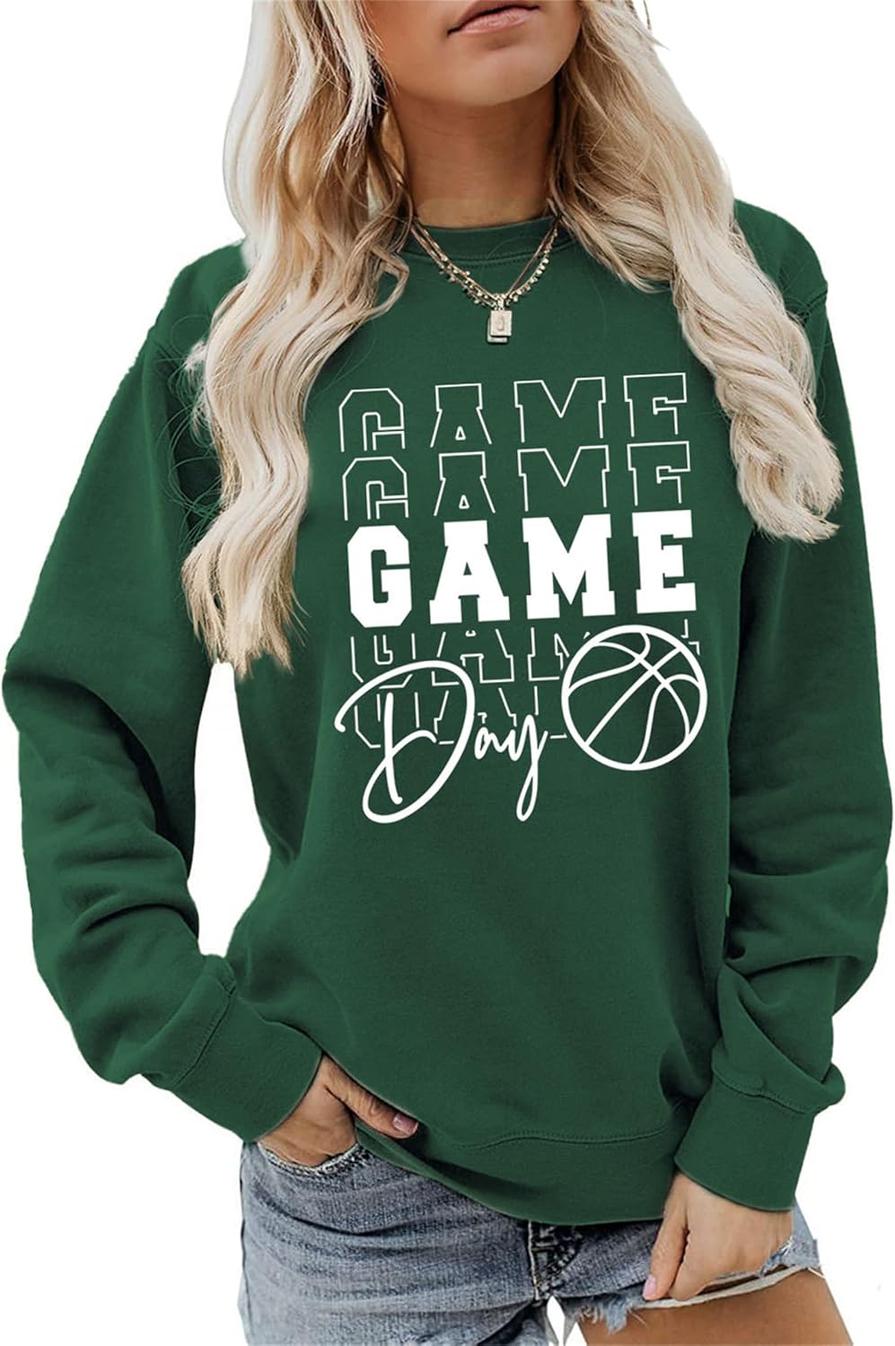 Sweatshirt for Women Game Day Blouse Crewneck Long Sleeve Pullover Basketball Graphic Tees Sports Tops