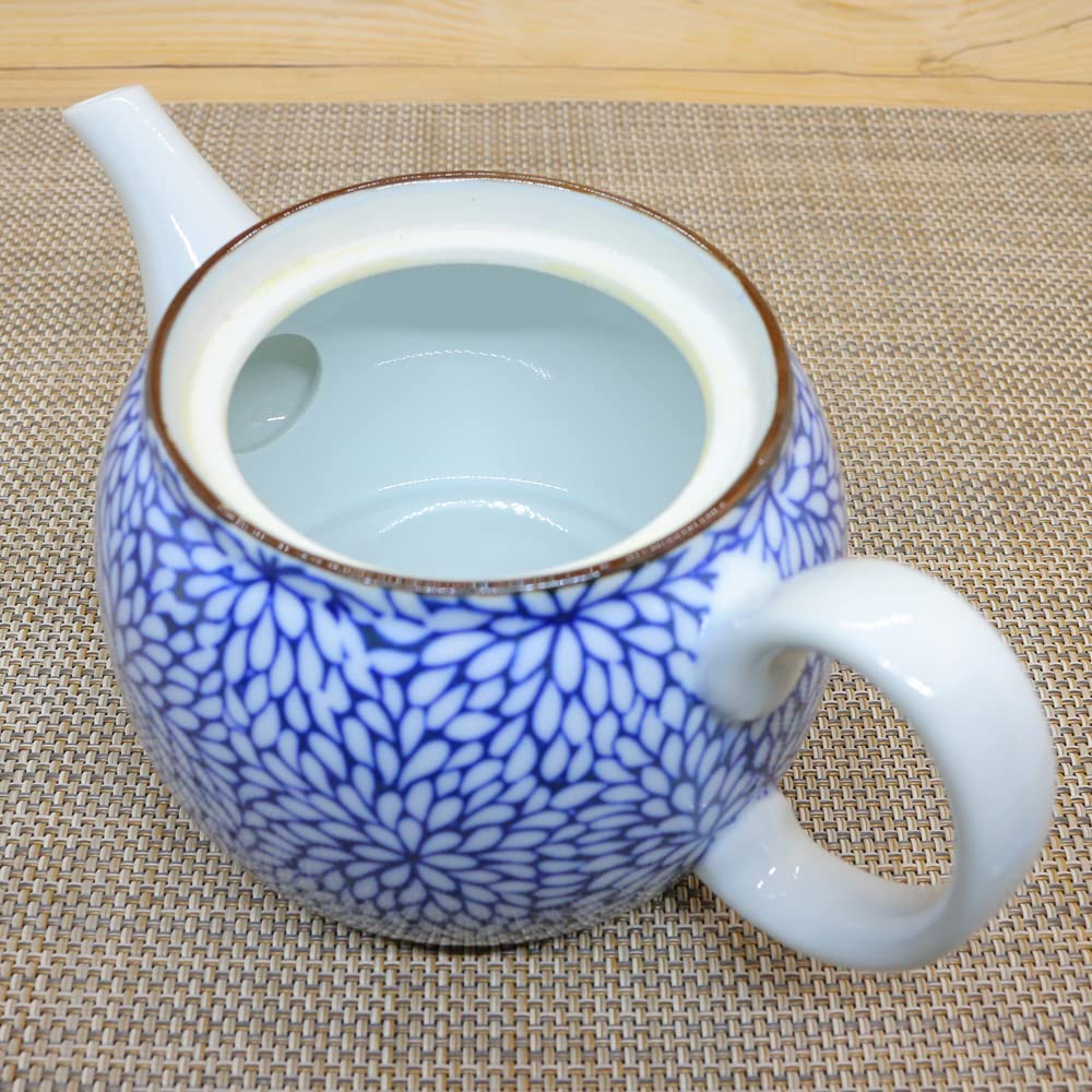 青と白の花柄陶器急須有田焼