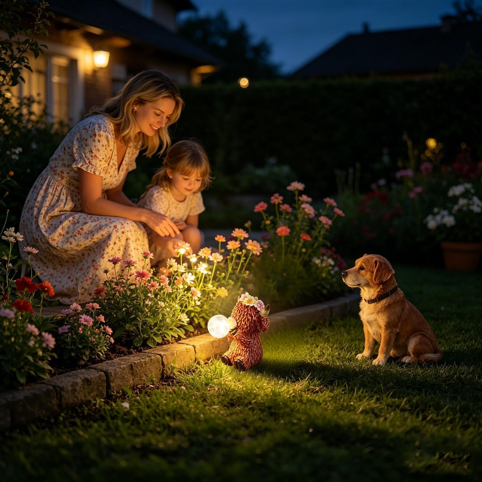Estatua de vaca para jardín exterior | Figuras de animales solares de resina con luz solar e impermeables - Estatua para jardín interior y exterior - para alféizar de ventana, escritorio, balcón, por