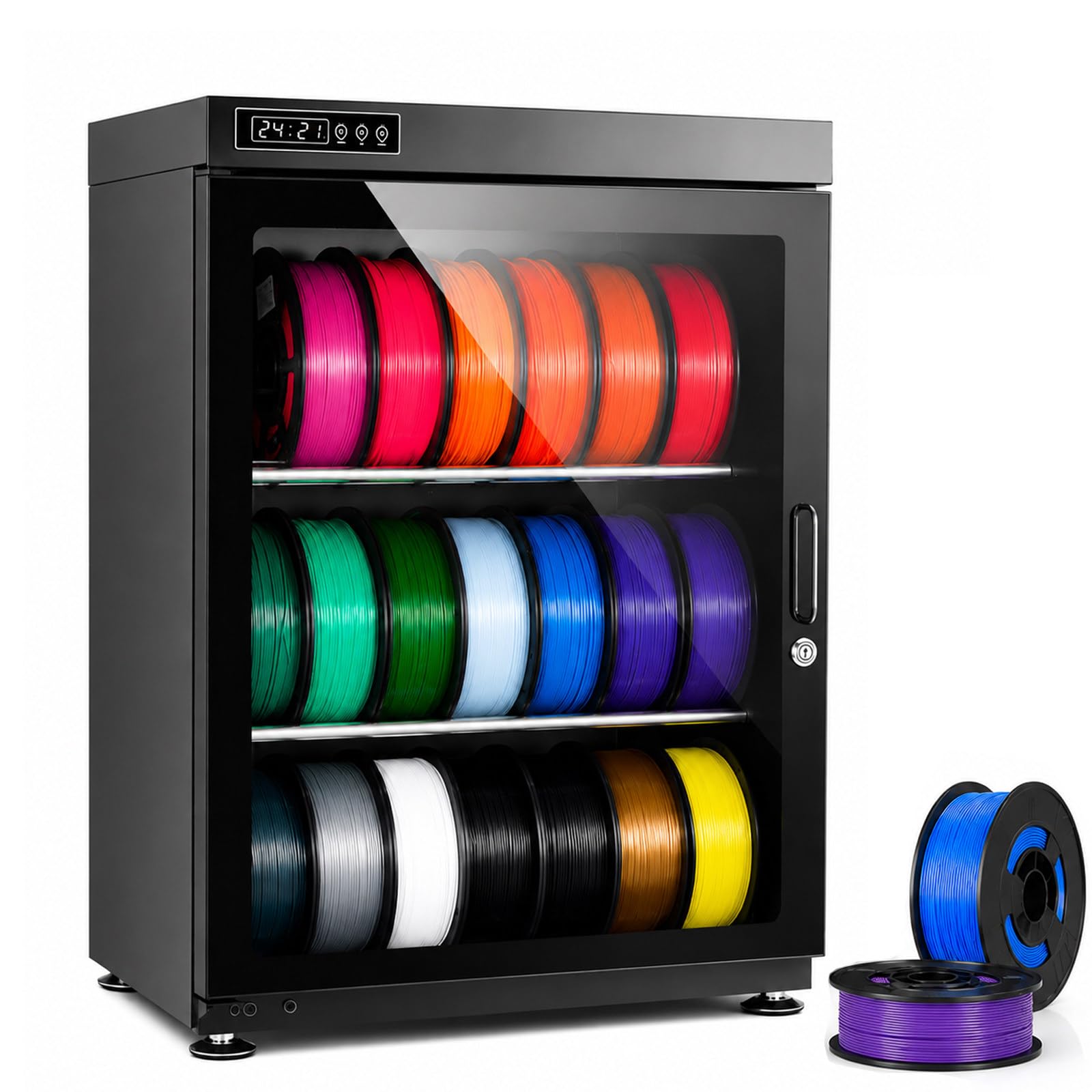 JIYINGHUI 3D Printer Filament Dryer Box,Anti-Moisture Storage Box Holding 10-18 Filament Spools,w/Auto Humidity Control (RH15%-RH60%), for PLA PETG ABS TPU 115L