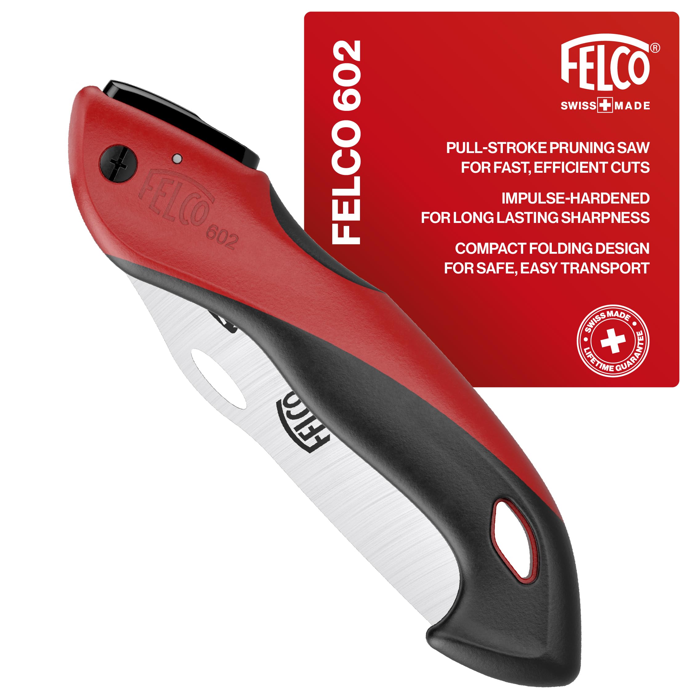 Felco 602 16cm Folding Saw Cuts on Pull Stroke Comfortable Non Slip Handle 75mm Cut