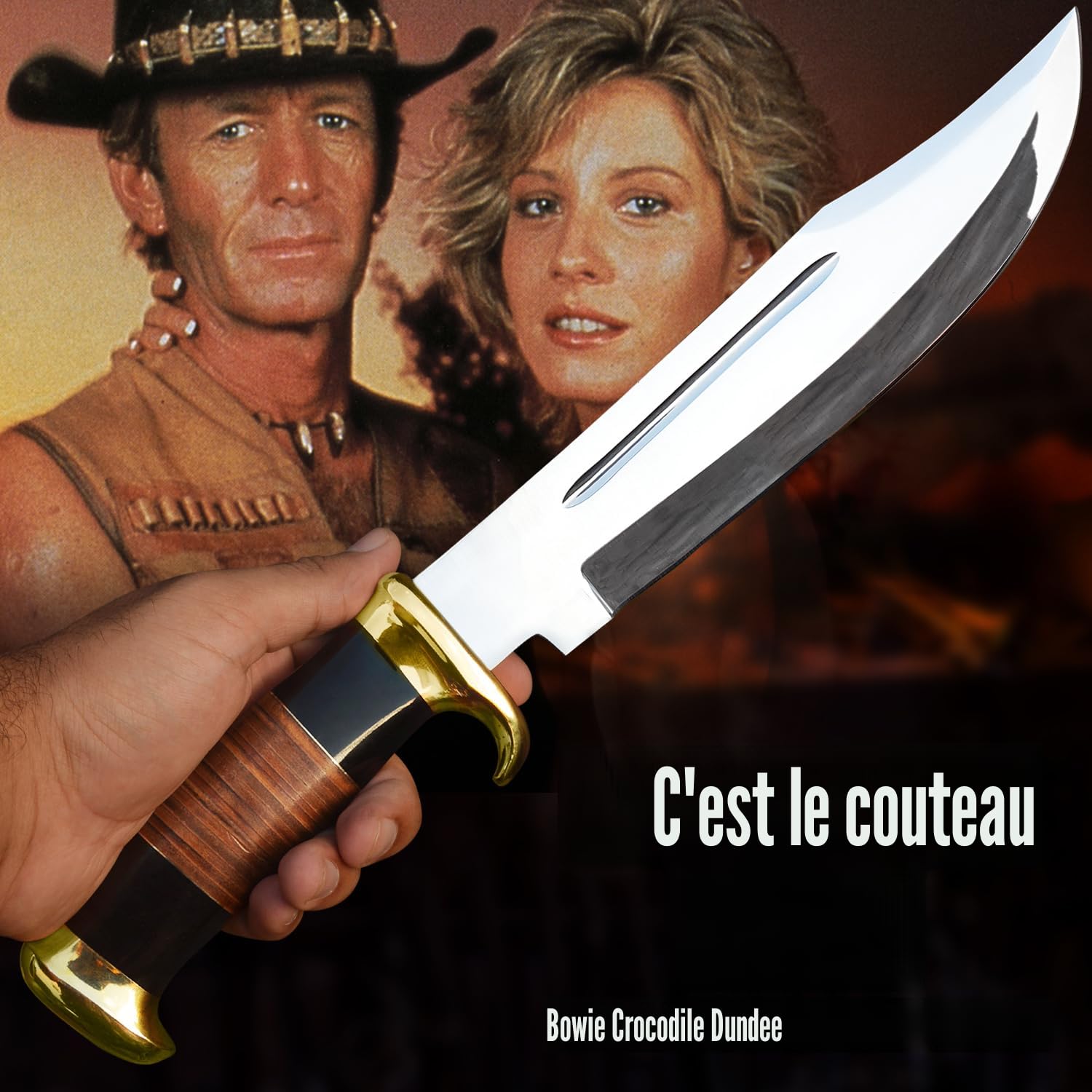 Couteau De Chasse Bowie 18 Pouces – Acier Carbone, Full Tang, Fourreau Inclus, Neuf 2024