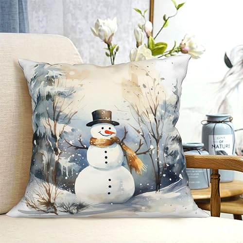Miniatura 6 de sunzoneflo Funda de almohada de Feliz Navidad, patrón de muñeco de nieve de Navidad, decoración de invierno, decoración de sofá, decoración de