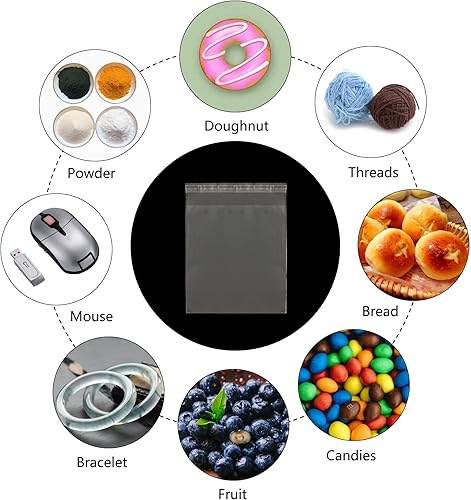 Miniatura 4 de EachDusto Bolsas de celofán adhesivas transparentes de 5 x 5 pulgadas, bolsas de celofán cuadradas de cristal OPP, 300 unidades de 2 mil para