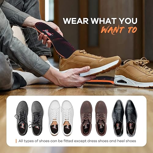 Miniatura 7 de FEELLIFE Plantillas para zapatos de alivio de la fascitis plantar 1 par, plantillas de soporte de arco, inserciones de zapatos de gel atléticos para