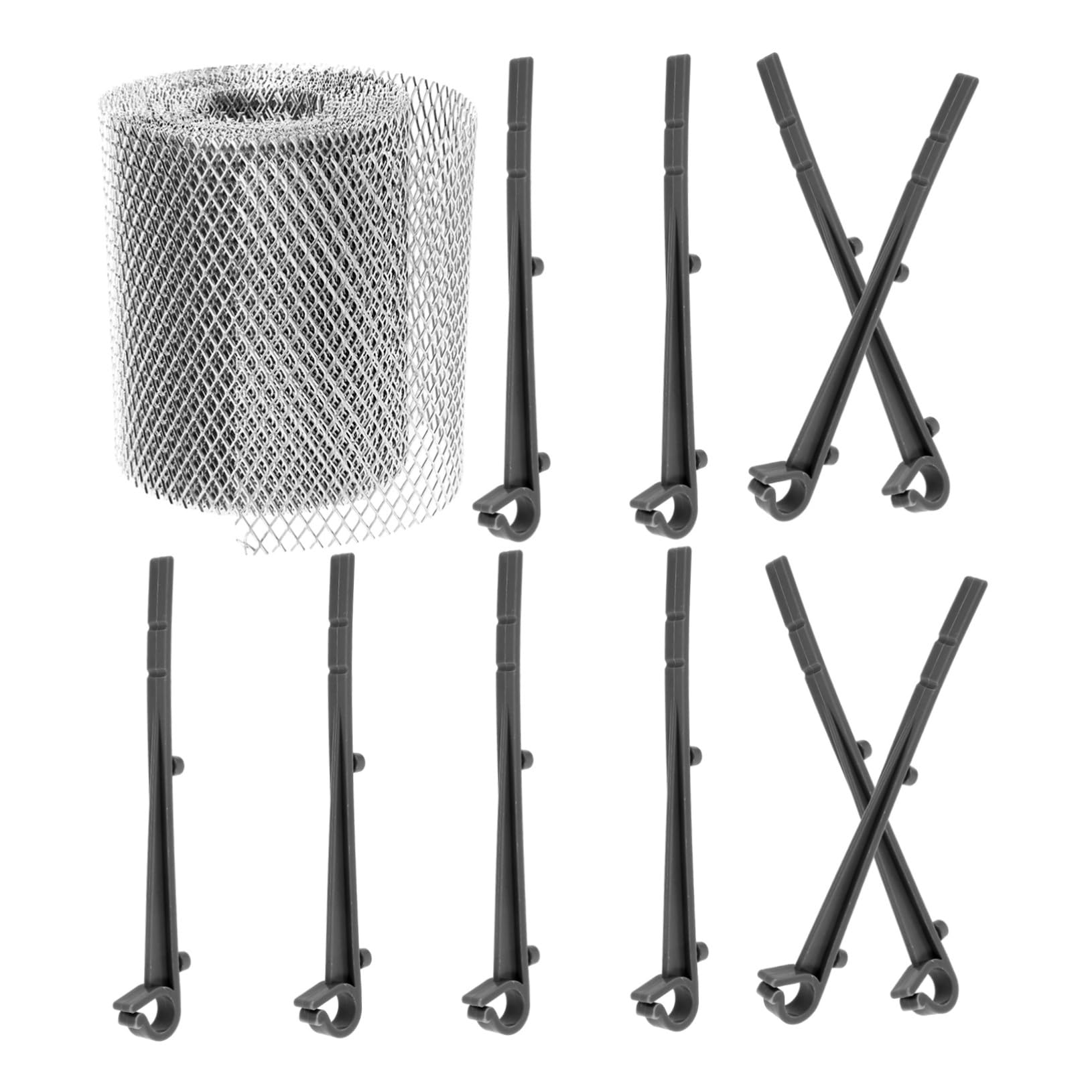 Grille de protection de gouttière en aluminium argenté avec crochets