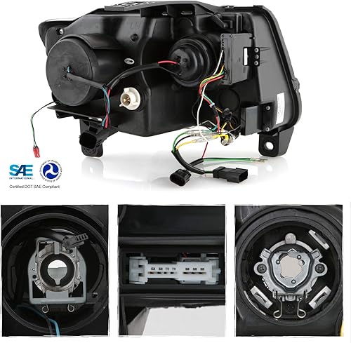 Miniatura 3 de AKKON - Compatible con Jeep Grand Cherokee 2011-2013 tipo HIDxenón Proyector LED de barra de tubo negro par de faros delanteros con señal secuencial