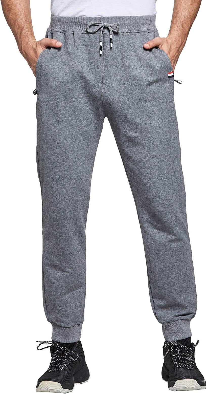 JustSun Tracksuit Bottoms Mens Jogging Bottoms Joggers Slim Fit Casual Pants Elastic Waist Zip Pockets