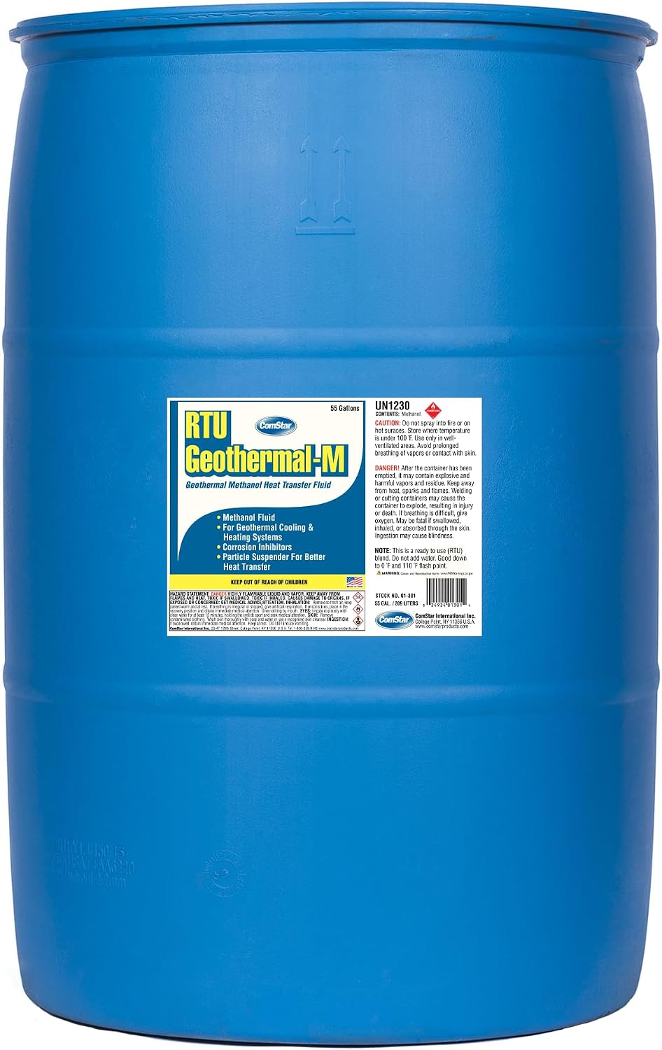 RTU Geothermal - M, 55 Gallon, Heat Transfer Fluid, Specially Formulated for Geothermal Systems, Ready to Use Methanol Formula, Made in USA (01-301)