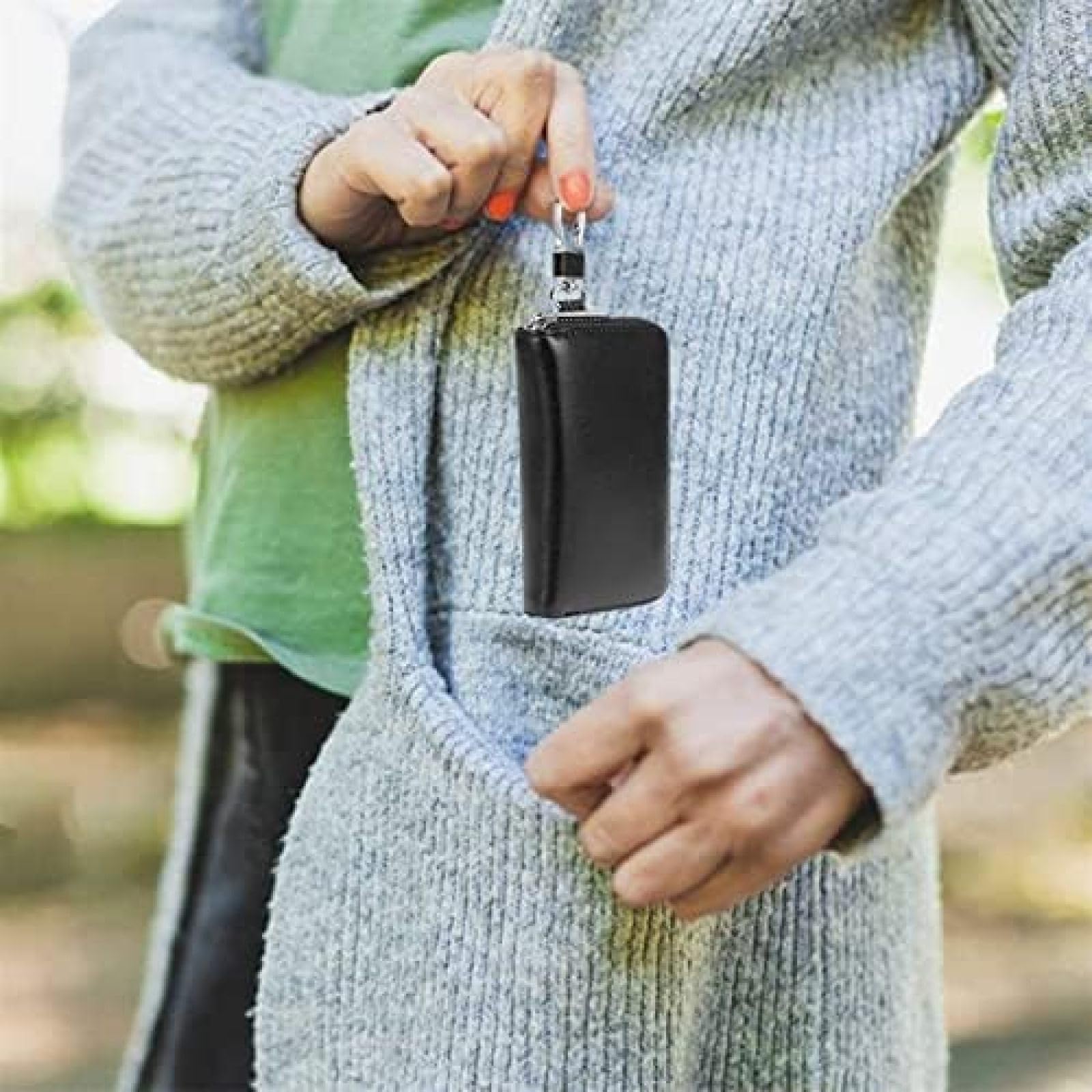 Schlüsseletui, Geldbörse, Autoschlüssel-Taschenhalter, Schlüsseletui, echtes Leder, Autoschlüsseltasche, wasserdicht, tragbar, Schlüssel-Reißverschlusstasche, Kartenhalter, Schlüsselanhänger