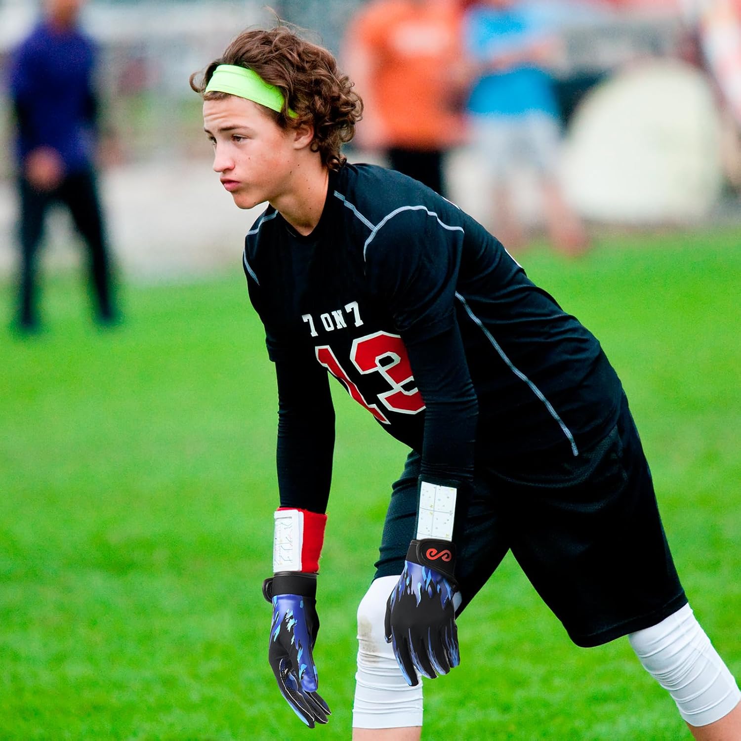 Youth Football Gloves Kids with Ultra Sticky Palm Flag Receiver Gloves - Image 6