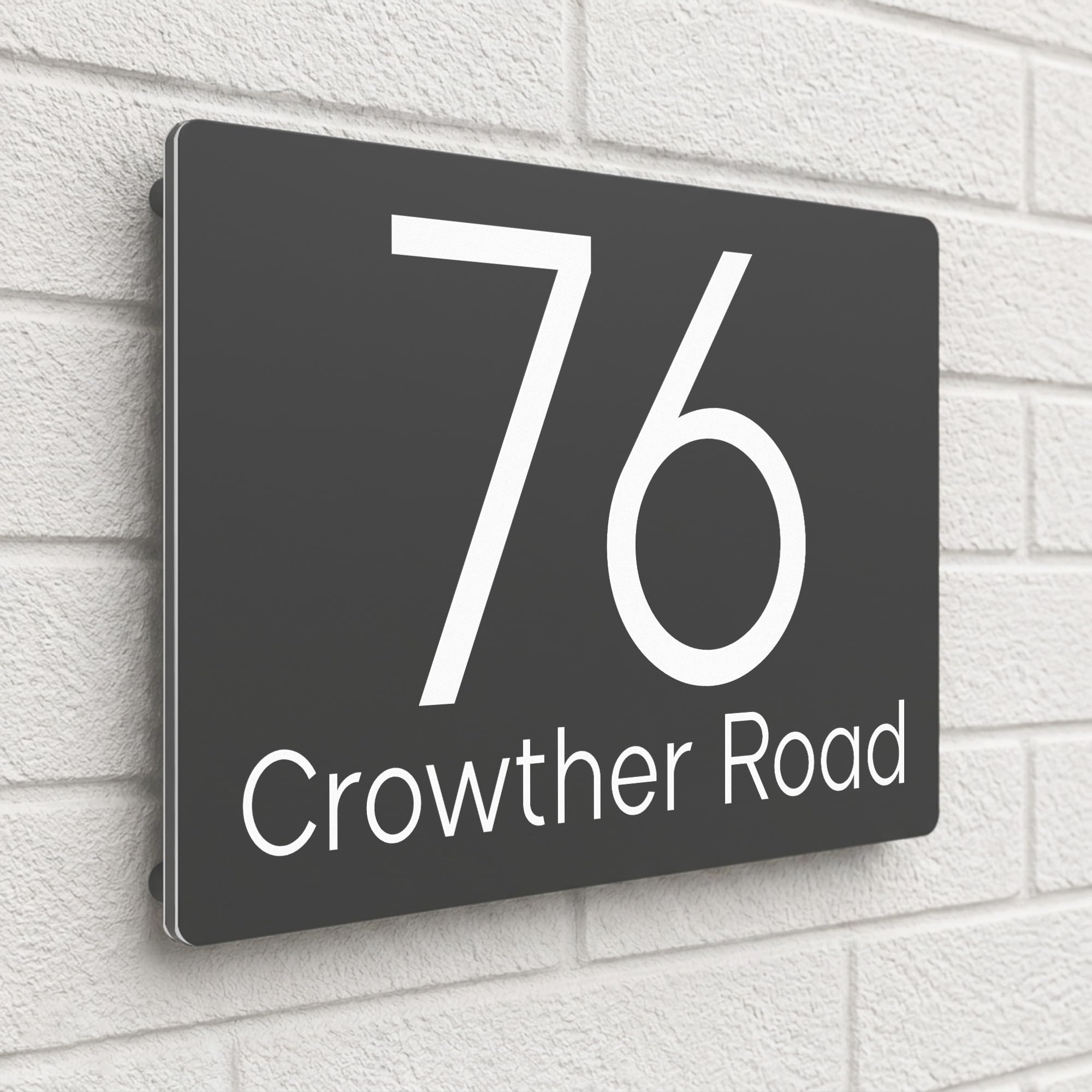 Housics Personalised House Number Plaque, Door Sign, Grey, 200mm x 130mm