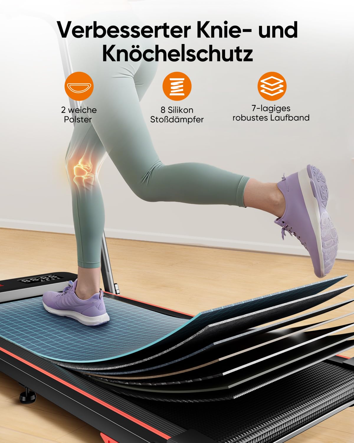6 in 1 laufband für zuhause klappbar,Walking Pad mit Steigung 10% in 3 Stufen und Griff, Treadmill für Zuhause/Büro mit LED-Anzeige, Bis 135kg Belastbar,Fernbedienung und App,Keine Installation