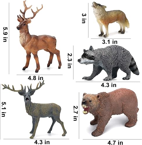 Miniatura 3 de Figuras de animales del bosque, 10 piezas de plástico realistas de animales del bosque silvestres, juego de figuras de animales del bosque,