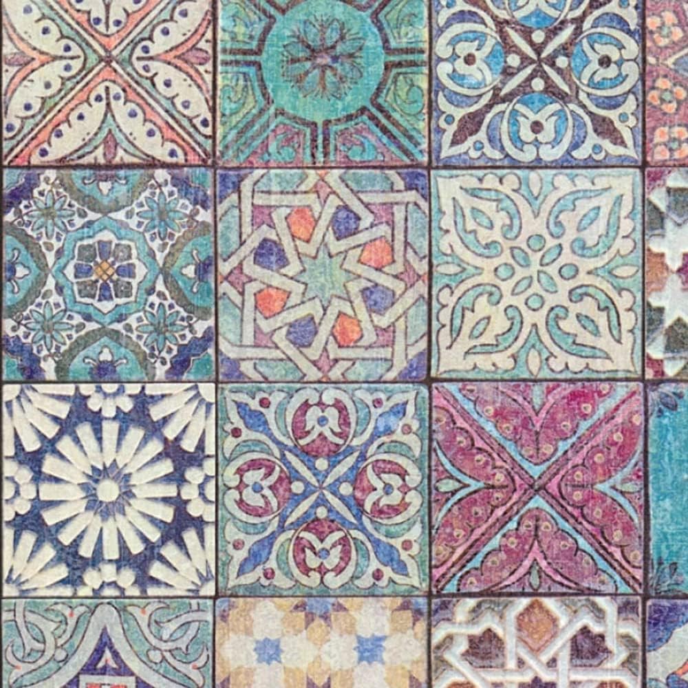 Moroccan/Croatian Style Tile Effect Wallpaper | Multicoloured