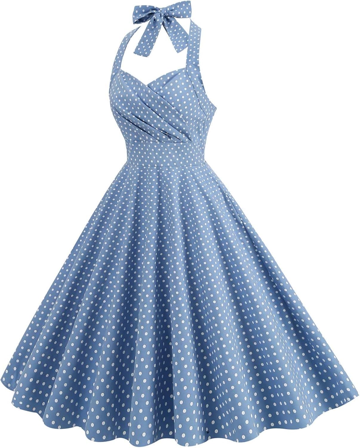 Women Vintage Dresses 1950s Retro Halter Audrey Hepburn 50's 60's Cocktail Swing Dress Sleeveless Tea Party Dress