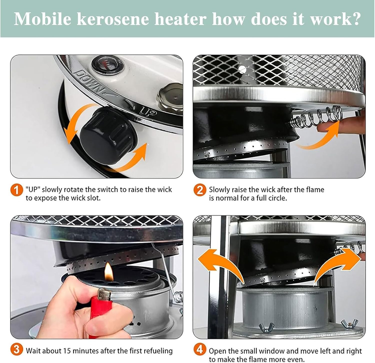 2 in 1 Non-Electric Indoor Outdoor Heater with Adjustable Height & Flame & Easy Storage,9000 BTU Portable Kerosene Heater & Stove, for Camping, Hunting, Cooking, Home, Garage (Blue)