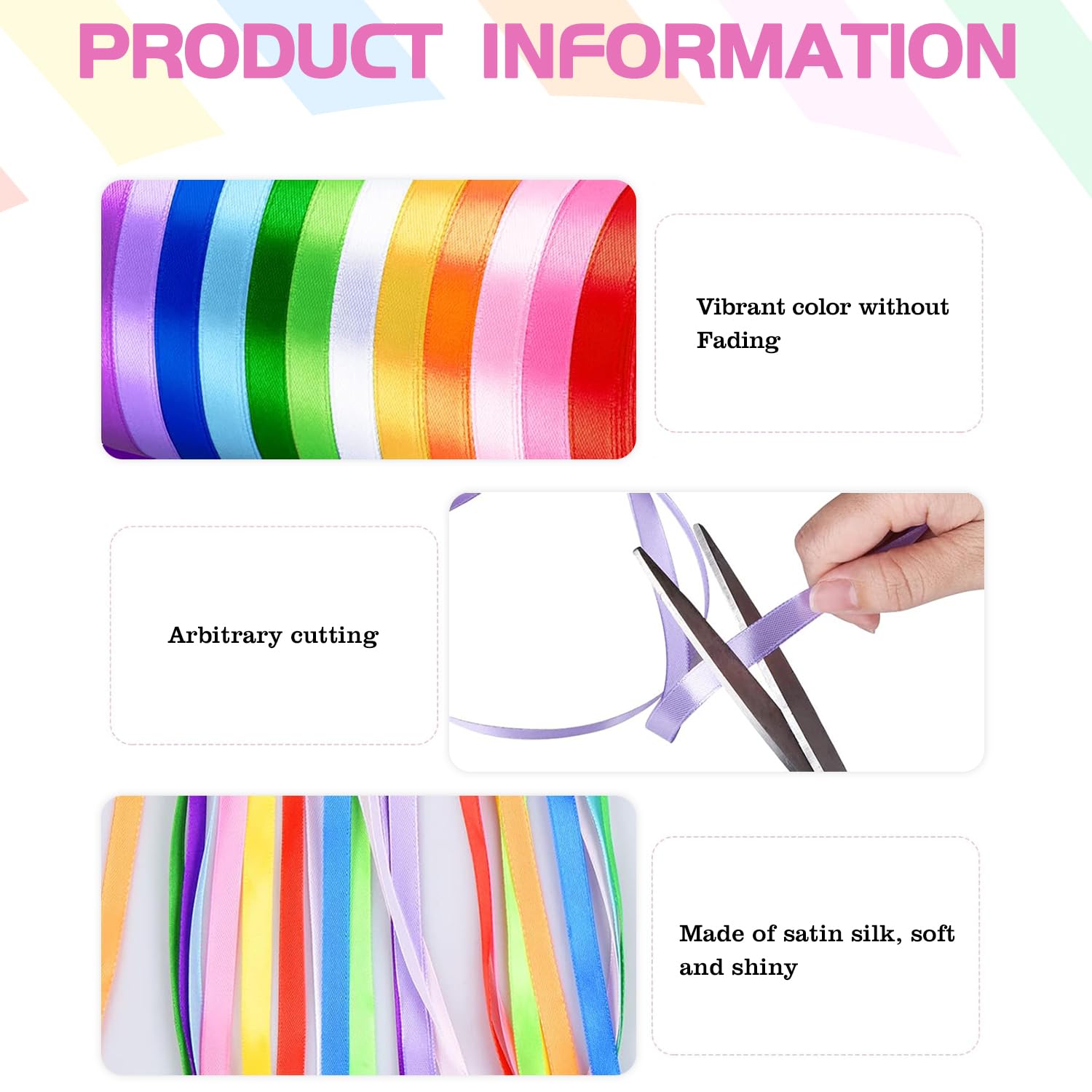 Noël Ruban De Satin Arc-En-Ciel, 12 Couleurs 22m X 1cm De