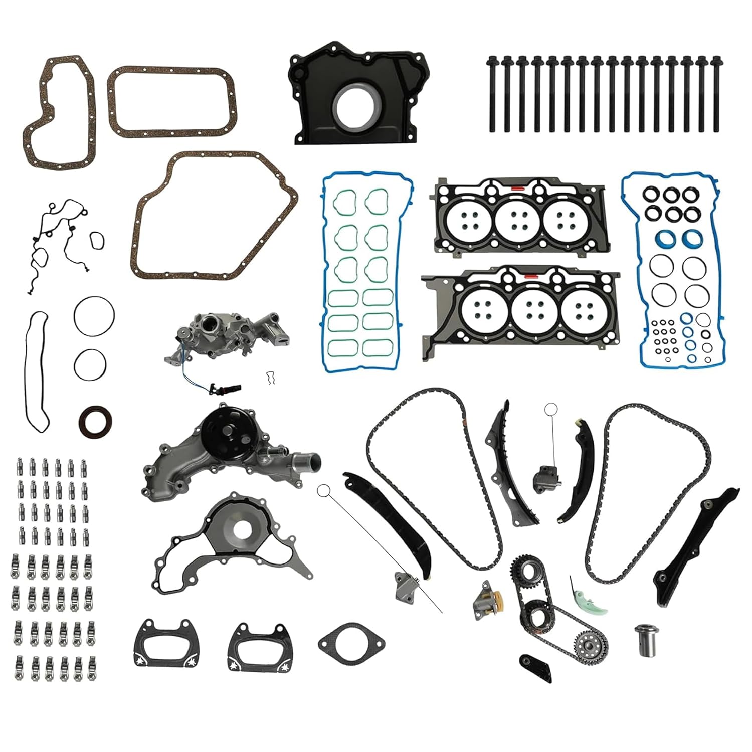 3.6L Engine Rebuild Kit w/Rockers Arm Lifters Kit Water Pump Oil Pump Fit for Chrysler 200 300 Jeep Grand Cherokee Wrangler Ram 1500 Dodge Avenger Durango Challenger 2011-2016 (Jeep3.6L-3)