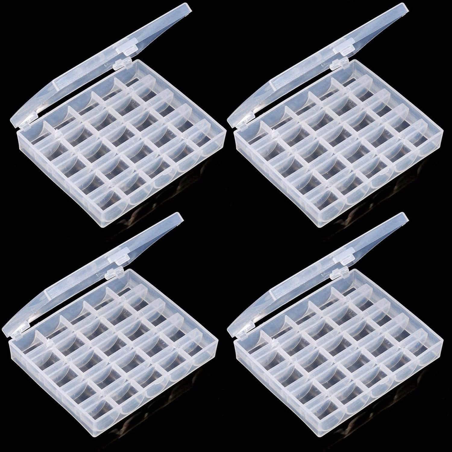 Bobbin Box,Machine Bobbin Organizer Plastic Case,Transparent 25 Slots Empty Bobbins Spools Box，Sewing Craft Plastic Case Storage Box for Sewing