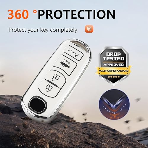 Miniatura 3 de Funda para llavero Mazda con llavero de diamante, compatible con control remoto inteligente Mazda 3 6 8 Miata MX-5 CX-3 CX-5 CX-7 CX-9