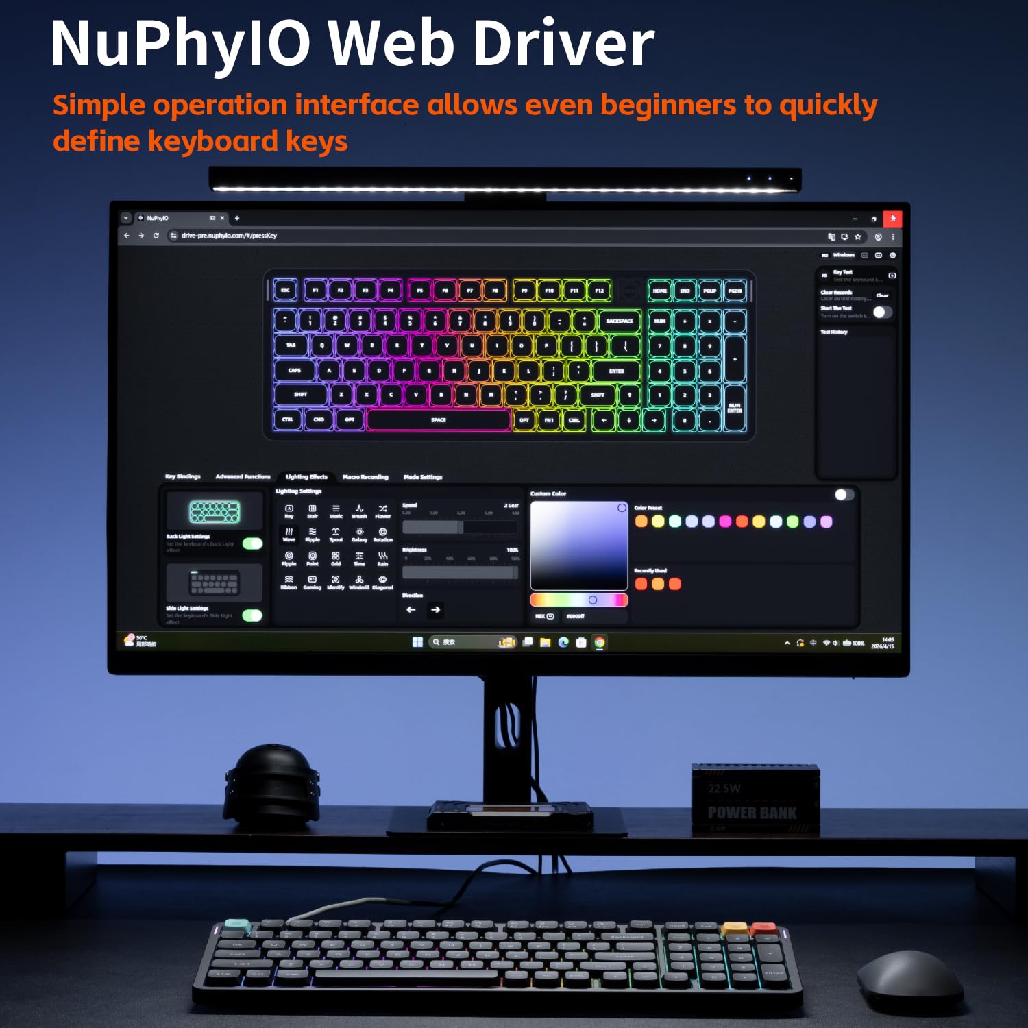 nuphy Air100 V3 - Tastiera meccanica wireless a basso profilo, 99 tasti, layout 100%, struttura guarnizione con pulsante, hot swap, RGB, supporta Bluetooth/2,4 GHz/USB-C (layout americano)