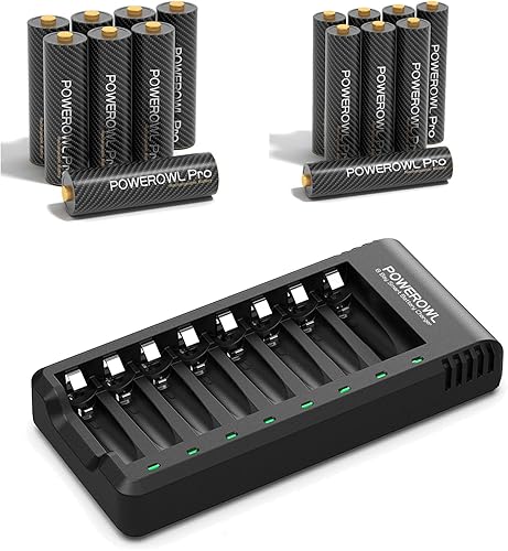 Gold-top - Pilas AA AAA recargables PRO con cargador, 8 y 8 unidades