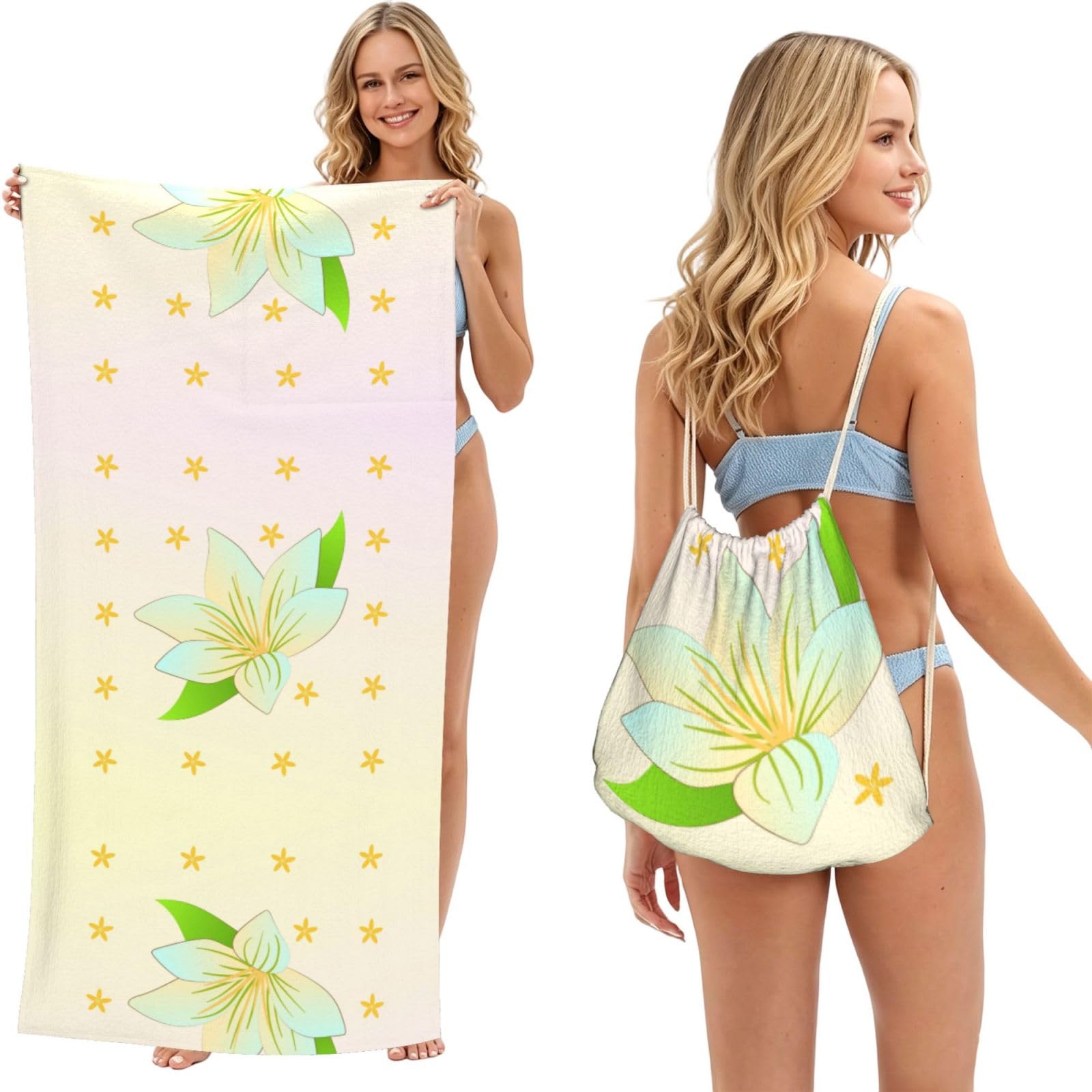 SXZVVBN Blooming Daffodils 2-in-1 Beach Towel Bag, Quick Dry Sand Free Travel Towel Backpack for Adults