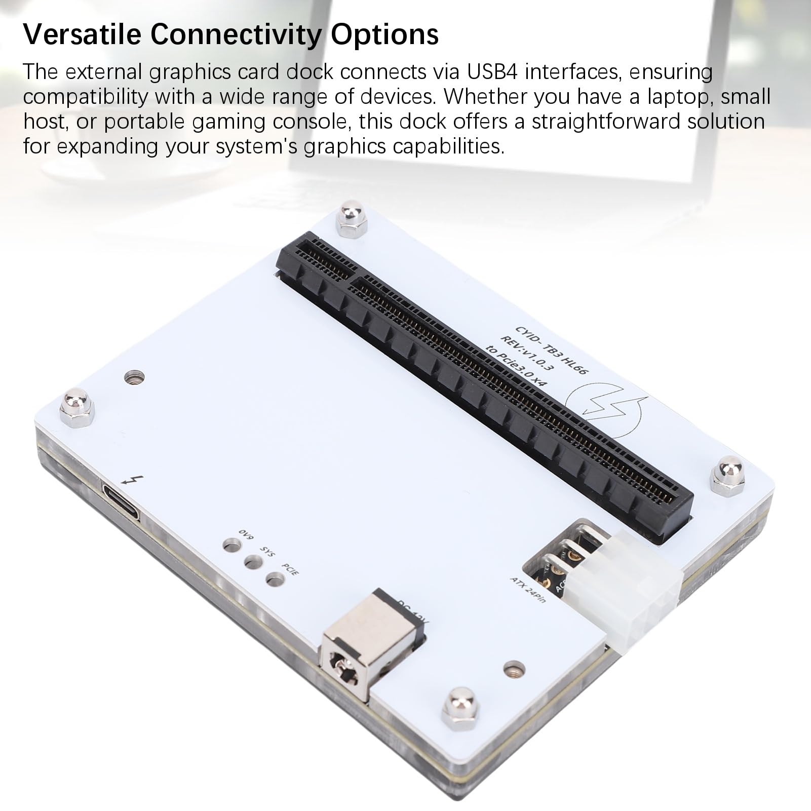 Yctze Zewnętrzna Stacja Dokująca do Kart Graficznych, Stacja Dokująca z Gniazdem USB4.0 PCIE 16X, Obsługa Dysków SSD PCIE X4, Karty Dźwiękowe, Karty Sieciowe, Idealna do Laptopa, Małego Urządzenia