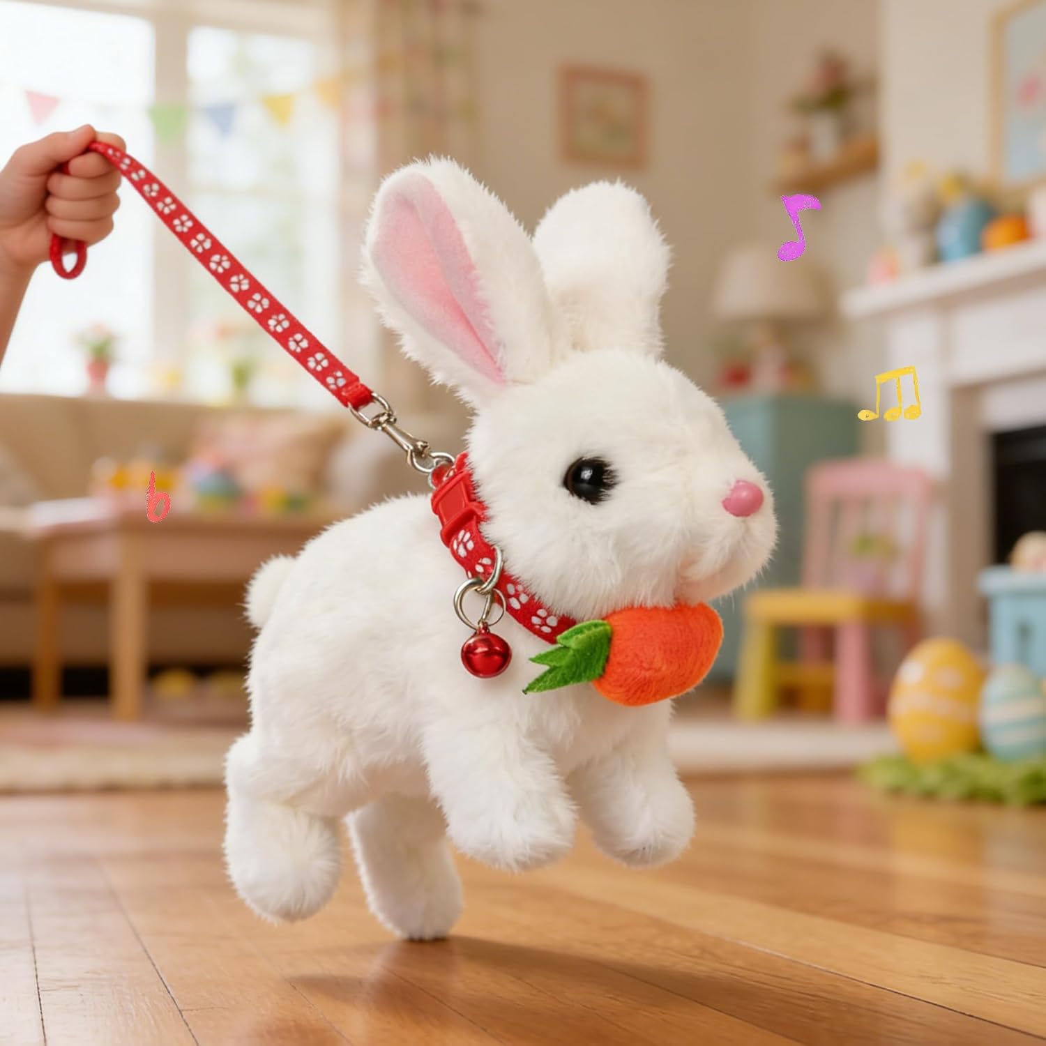 Hopping Rabbit Toys -Bunny Realistic Interactive Rabbit Toys with Sounds and Shaking Ears, Twitching Nose, Interactive Plush Bunny for Kids Easter Gifts, Birthday Gift Easter Basket Essentials