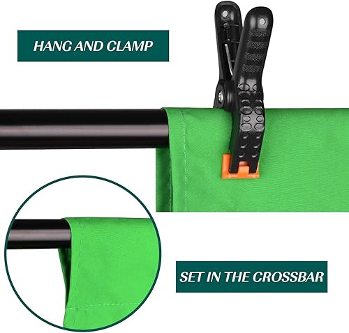 Vista 6 de EMART Telón de fondo de pantalla verde de 5 x 7 pies, tela de cortina de poliéster resistente a las arrugas, hoja de tela verde cromada para zoom