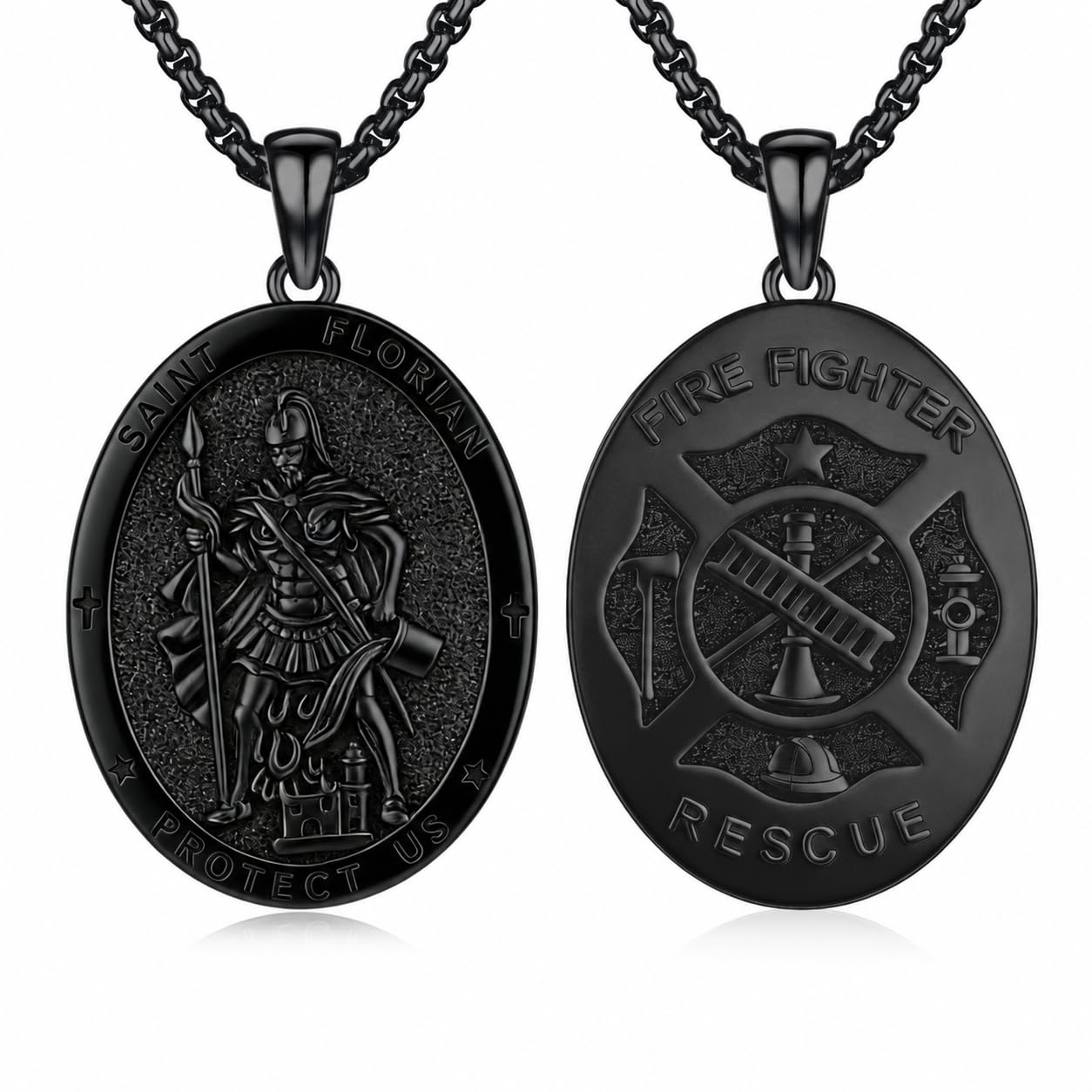 Silver/14K Gold Patron Saint Medal Amulet Necklace for Men Women