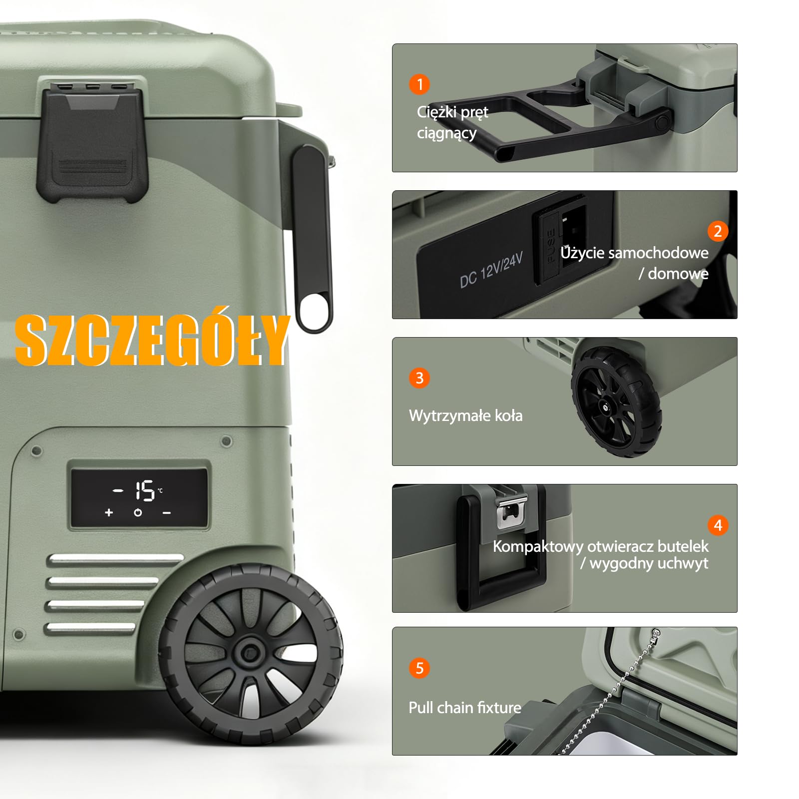 GD40W 43L Lodówka Samochodowa Przenośna zamrażarka i lodówka, chłodziarka elektryczna na sprężanie do domu, sali studenckiej, kempingu, z kołami, -20℃ DO 20℃