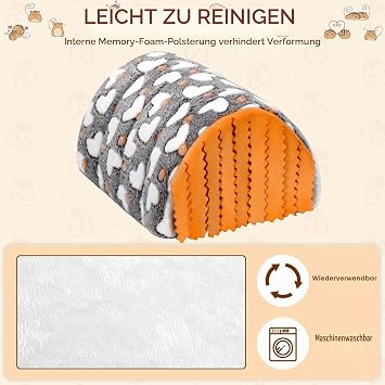 UPINS Guinea Pig Tunnel with Curtains Guinea Pig Tunnel Hamster Hide Accessories for Small Animals Cosy Fleece Hideaway Bed for Rabbits Hamsters and Other Small Animals