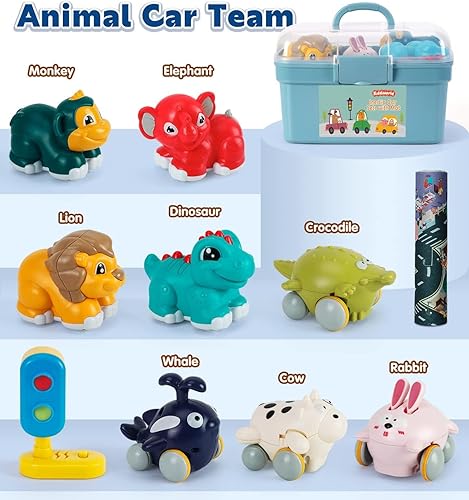 Miniatura 4 de Kiddiworld Juguetes de coche de animales para regalos de niños de 1 año, juguetes de bebé para bebés de 12 a 18 meses, autos de tracción hacia