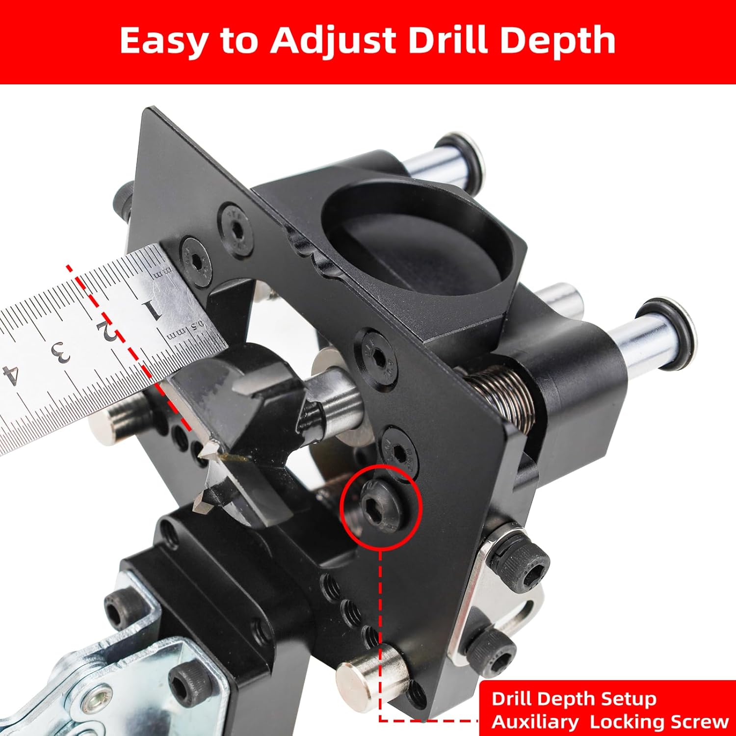 3-Axis Concealed Hinge Jig Ultra with Extra Hinge Screw Hole Guide and Quick Clamp,Metal Cabinet Hinge Jig,35mm Cabinet Door Hinge Jig Drill Guide,Woodworking Cabinet Doors Mounting Tool - Image 8