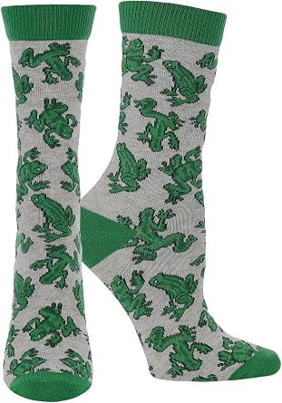 WHD Frog Crew Socks for Women & Men | Nature Lover Socks, Pond Life Fun